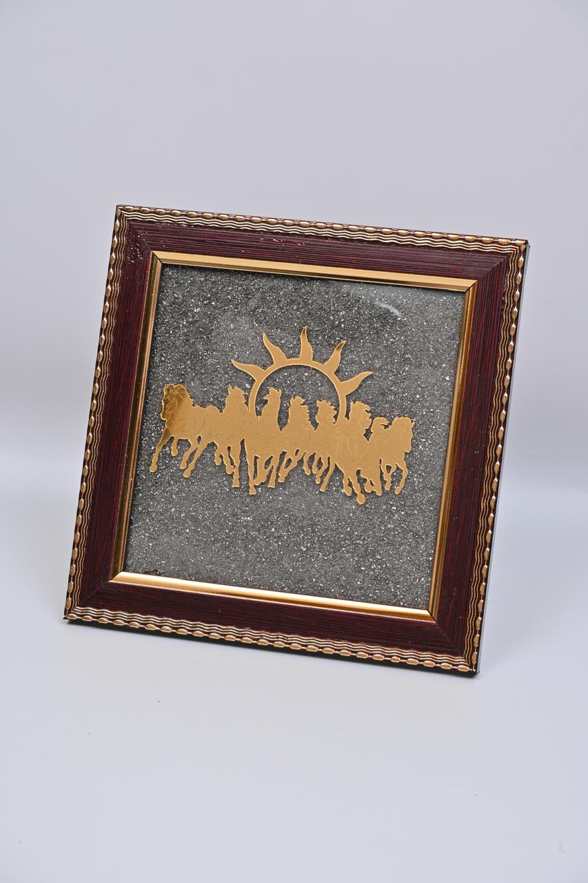 Vastu 7 Running Horses Pyrite Art Frame